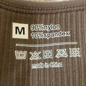 Brown Ribbed bodysuit shorts